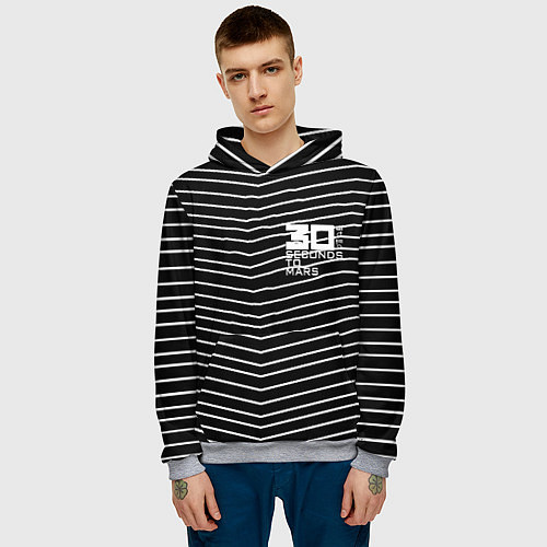 Мужская толстовка Thirty Seconds to Mars pattern optic / 3D-Меланж – фото 3