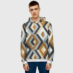Толстовка-худи мужская Ромбы эскада, цвет: 3D-белый — фото 2