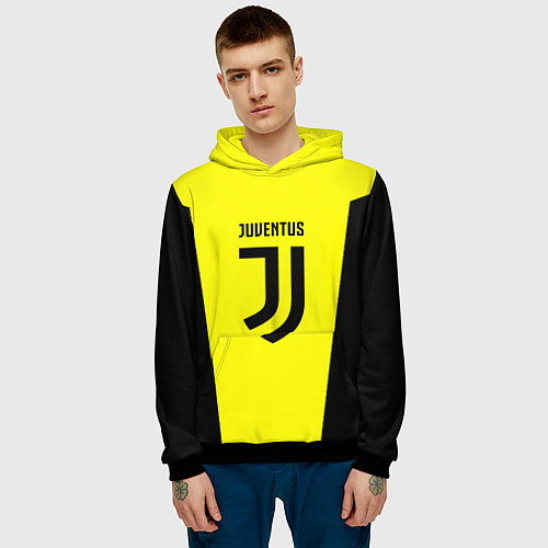 Мужская толстовка Juventus sport geometry yellow / 3D-Черный – фото 3