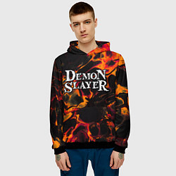 Толстовка-худи мужская Demon Slayer red lava, цвет: 3D-черный — фото 2