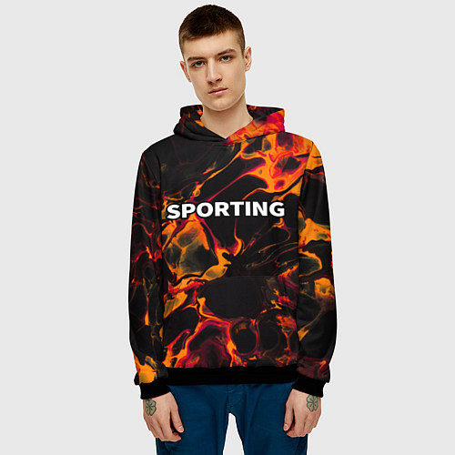 Мужская толстовка Sporting red lava / 3D-Черный – фото 3