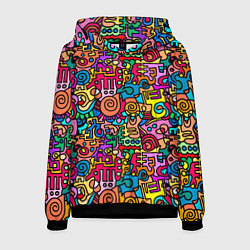 Толстовка-худи мужская Психоделические узоры - цветные дудлы, цвет: 3D-черный
