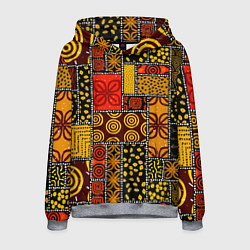 Толстовка-худи мужская Разноцветный орнамент, цвет: 3D-меланж
