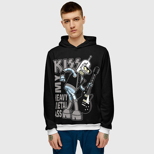 Мужская толстовка Bender - kiss / 3D-Белый – фото 3