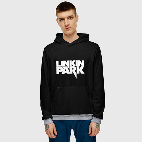 Мужская толстовка Lnkin park logo white / 3D-Меланж – фото 3