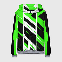 Толстовка-худи мужская Black and green stripes on a white background, цвет: 3D-меланж