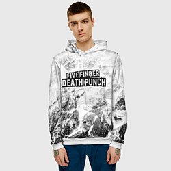 Толстовка-худи мужская Five Finger Death Punch white graphite, цвет: 3D-белый — фото 2