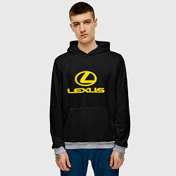 Толстовка-худи мужская Lexus yellow logo, цвет: 3D-меланж — фото 2