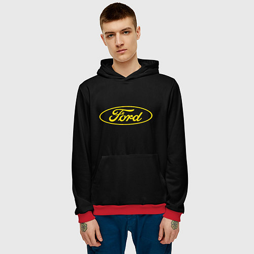 Мужская толстовка Ford logo yellow / 3D-Красный – фото 3