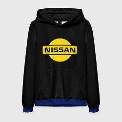 Толстовка-худи мужская Nissan yellow logo, цвет: 3D-синий