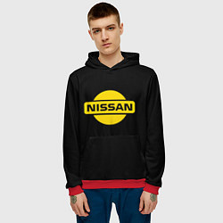 Толстовка-худи мужская Nissan yellow logo, цвет: 3D-красный — фото 2