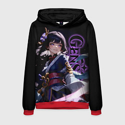 Толстовка-худи мужская Сёгун Райден из Геншина, цвет: 3D-красный