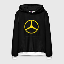 Толстовка-худи мужская Mercedes logo yello, цвет: 3D-белый