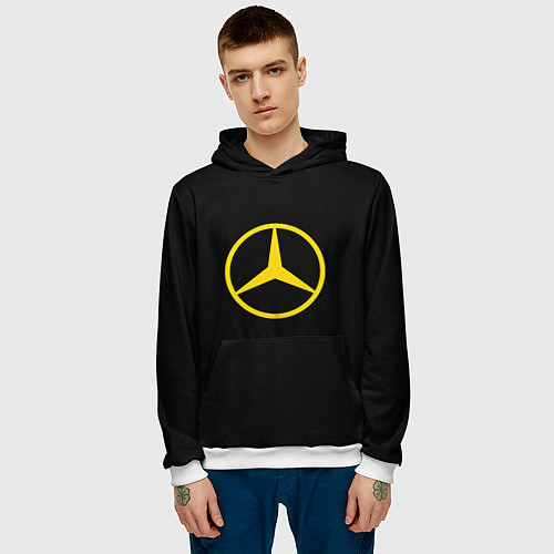 Мужская толстовка Mercedes logo yello / 3D-Белый – фото 3