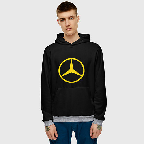 Мужская толстовка Mercedes logo yello / 3D-Меланж – фото 3