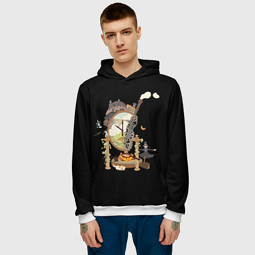 Мужская толстовка Ходячий замок: Studio Ghibli / 3D-Белый – фото 3