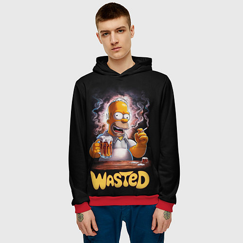 Мужская толстовка Homer - wasted / 3D-Красный – фото 3