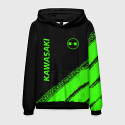 Толстовка-худи мужская Kawasaki - logo, цвет: 3D-черный