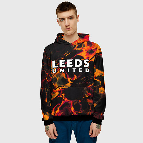 Мужская толстовка Leeds United red lava / 3D-Черный – фото 3