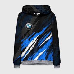 Толстовка-худи мужская БМВ - синий гексагон, цвет: 3D-меланж