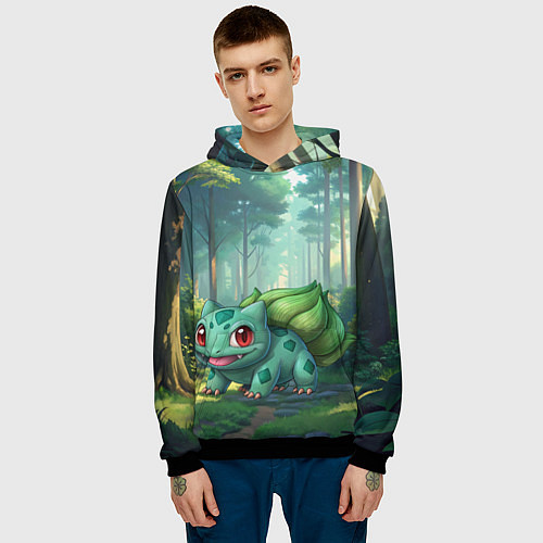 Мужская толстовка Bulbasaur pokemon / 3D-Черный – фото 3