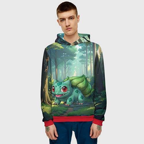 Мужская толстовка Bulbasaur pokemon / 3D-Красный – фото 3