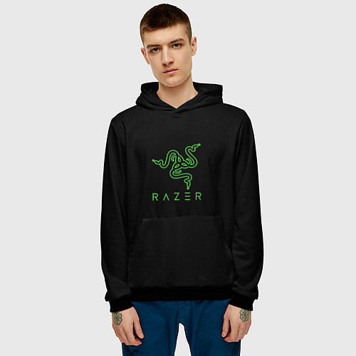 Мужская толстовка Razer logo brend / 3D-Черный – фото 3