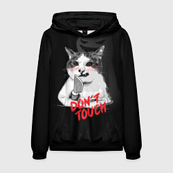 Толстовка-худи мужская Сердитый кот с ножом, цвет: 3D-черный