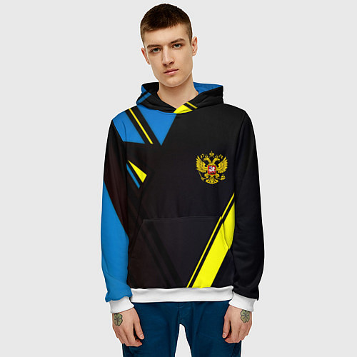 Мужская толстовка Имперская Россия спорт геомтерия / 3D-Белый – фото 3