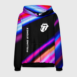 Толстовка-худи мужская Rolling Stones neon rock lights, цвет: 3D-черный