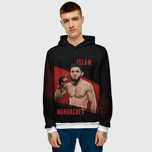 Мужская толстовка Боец Ислам Махачев / 3D-Белый – фото 3