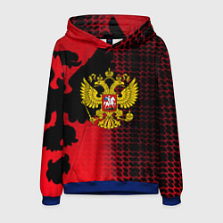 Толстовка-худи мужская Россия герб патриотический стиль, цвет: 3D-синий
