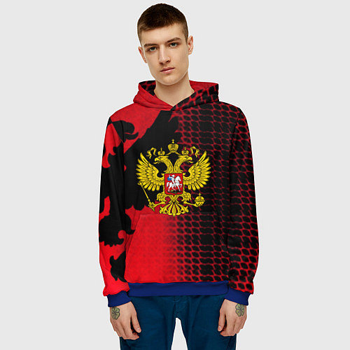 Мужская толстовка Россия герб патриотический стиль / 3D-Синий – фото 3
