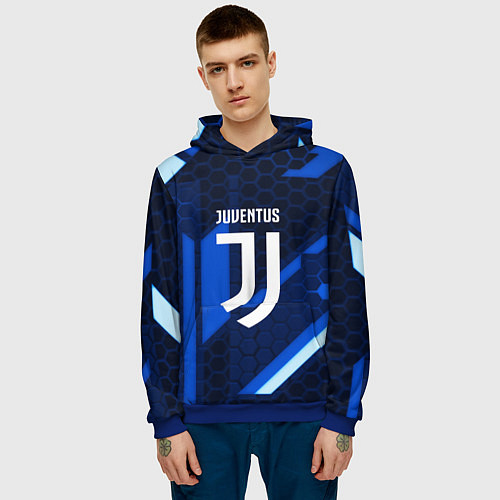 Мужская толстовка Juventus sport geometry steel / 3D-Синий – фото 3