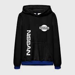 Толстовка-худи мужская Nissan logo white auto, цвет: 3D-синий