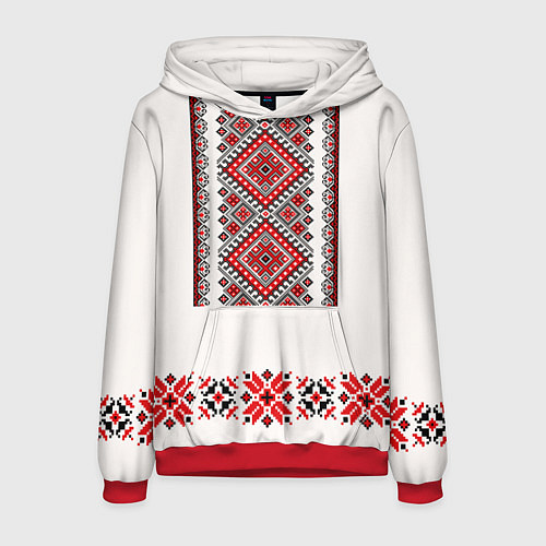 Мужская толстовка Вышиванка с символикой защиты рода / 3D-Красный – фото 1