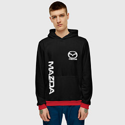 Толстовка-худи мужская Mazda white logo, цвет: 3D-красный — фото 2
