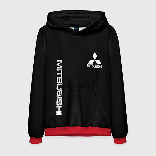 Мужская толстовка Mitsubishi logo white auto / 3D-Красный – фото 1