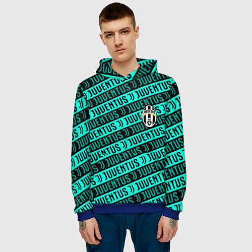 Мужская толстовка Juventus pattern logo steel / 3D-Синий – фото 3