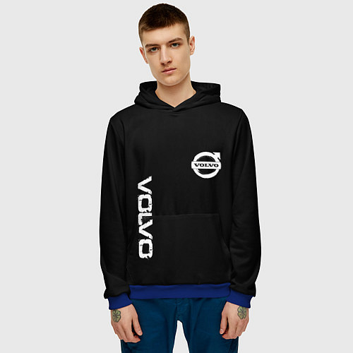 Мужская толстовка Volvo white logo auto steel / 3D-Синий – фото 3