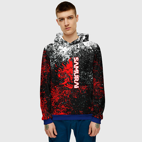 Мужская толстовка Samurai брызги красок / 3D-Синий – фото 3
