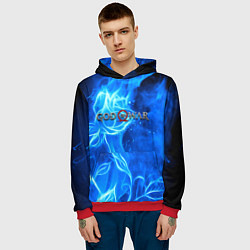 Толстовка-худи мужская God of war neon flower, цвет: 3D-красный — фото 2