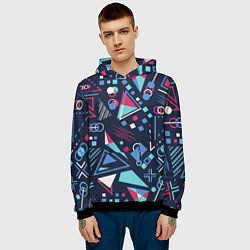Толстовка-худи мужская Яркий абстрактный узор для спорта, цвет: 3D-черный — фото 2