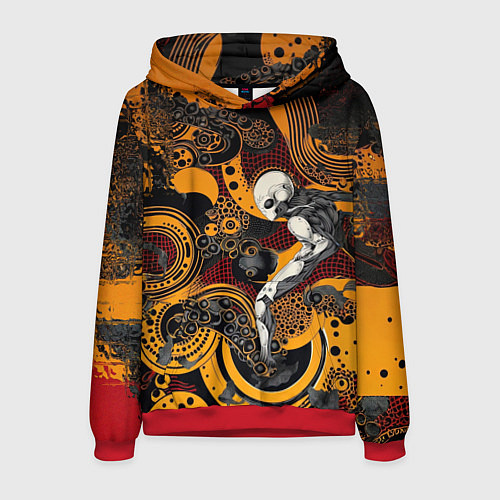 Мужская толстовка Внеземной паттерн с пришельцем / 3D-Красный – фото 1