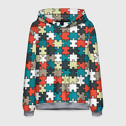 Толстовка-худи мужская Разноцветные пазлы, цвет: 3D-меланж