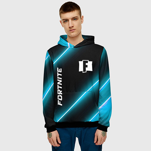 Мужская толстовка Fortnite неоновые лампы / 3D-Черный – фото 3