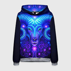 Толстовка-худи мужская Знак зодиака овен, цвет: 3D-меланж