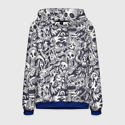 Толстовка-худи мужская Черепа с волосами, цвет: 3D-синий