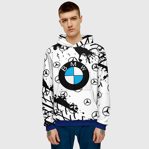 Мужская толстовка BMW x Mercedes краски / 3D-Синий – фото 3