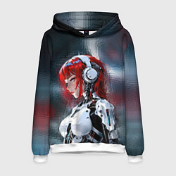 Толстовка-худи мужская Рыжая девушка-андроид, цвет: 3D-белый